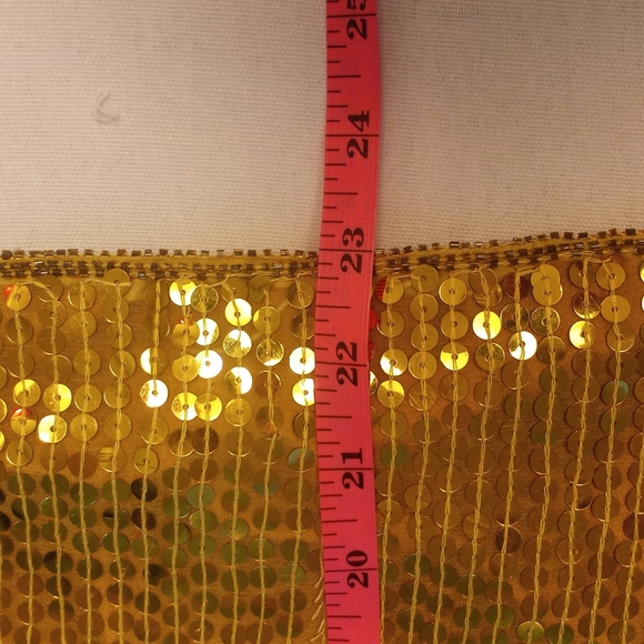 Vintage Silk Gold Sequined Made In India Dolman Sleeve Metallic Crew Neck L - Picture 12 of 12